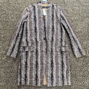 NWT Anthropologie BLANKNYC Medium Faux Suede Snakeskin Print‎ Coat Jacket Chic